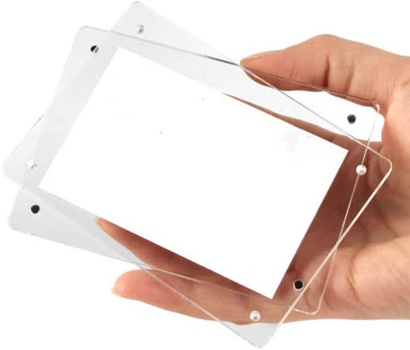 Rikyo Set di 4 cornici fotografiche in acrilico, riutilizzabili galleggianti 7,6 x 7,6 cm, per collage e foto, autoadesive per parete, frigorifero, scaffale, ornamento esemplare, prezzo (10 x 10 cm)