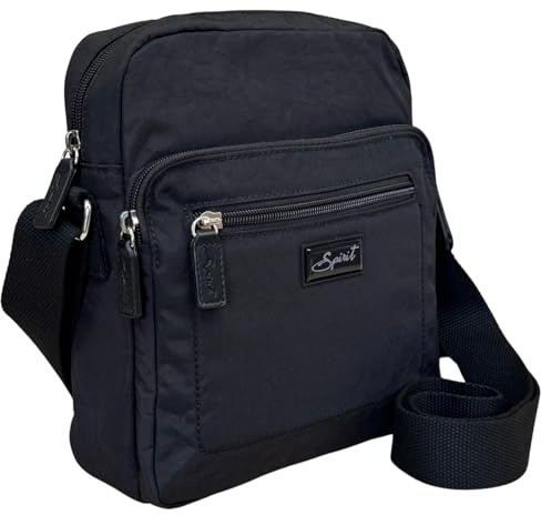 Spirit Medium Lightweight Waterproof Crossbody Shoulder Multi Pocket Travel Holiday Day Bag With Adjustable Strap 5766 (Black)