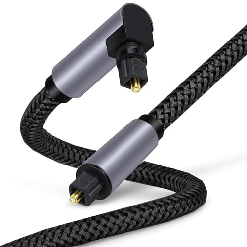 HuaLiSiJi Cavo Ottico Audio Digitale Cavo Ottico Soundbar 90 Gradi Cavo Audio Ottico Cavo Toslink Cavo Audio Ottico Digitale per Altoparlante, TV, Playstation, Soundbar, Xbox (2m)