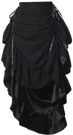 GRACEART Kvinnor viktoriansk steampunk-kjol justerbar volang gotisk vintage kjol halloween outfit medeltida vampyrdräkt, Mocka blandning (svart), L