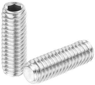 QUARKZMAN 10 stycken gängstift, M4 x 12 mm gängskruvar 304 rostfritt stål huvud insexkant sats skruvar platt punktgropskruv för dörrhandtag, lampreparation, silver
