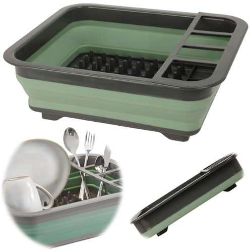 LS-LebenStil Flexibles Abtropfgestell 36cm faltbar klappbar Geschirr Abtropfkorb Abtropfständer Abtropfgitter Besteckkorb Camping TRT Kunststoff wie Silikon
