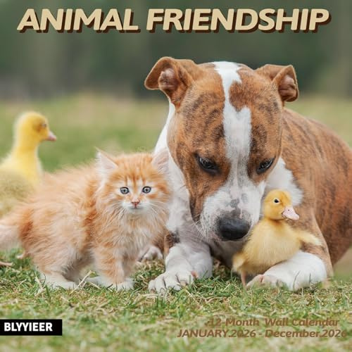 2026 Wall Calendar,Calendar 2025-2026,Animal friendship Monthly Wall Calendar, 12 x 24 Open,Family Planner Calendar, Home & Office Organizer,Hangable