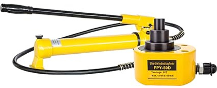 YOPNDFR 50T Low Profile Hydraulic Jack Power Kit,CP-700 Manual Hydraulic Hand Pump,Low Profile Jack, 2.7in Stroke Industrial Micro Hydraulic Cylinder(50T jack+CP-700 hand pump)