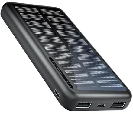 Solar P0wer Bank – Cargador portátil inalámbrico | Carga rápida 10000 mAh | Paquete de batería portátil compacto para camping, viajes, exteriores, , escuela, mochila de hombro, coche, festival, V