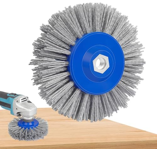 Spazzola abrasiva, spazzola in nylon 46/60/80/120 grana, 150mm M14 spazzola per lucidatrice smerigliatrice ad angolo filo metallico, per sverniciatura legno e metallo, lucidatura, levigatura (grana 60