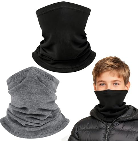 SUFANG 2 Stück Winter Loop Schal Kinder, Warmer Winddichter Schal, Halswärmer Halstuch Winddicht, Winddicht Halswärmer für Radfahren, Joggen, Wandern, Skifahren, Outdoor