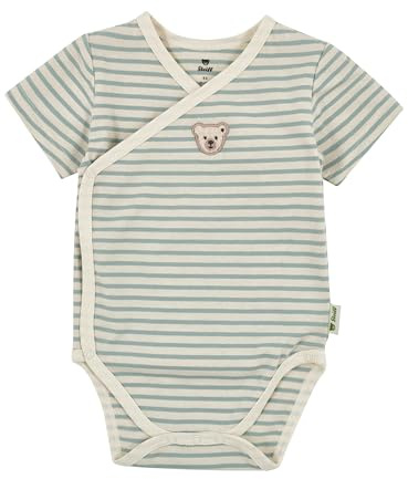 Steiff Body avvolgente a maniche corte, taglia EU 50, grigio harbor, body a maniche corte, per neonati, tutina morbida e confortevole, lavabile in lavatrice