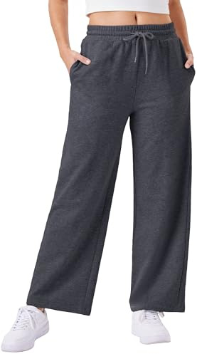 Friptspyg Mujeres Pantalones con Bolsillos Pantalones de Jogging Pantalones de Deporte con Cuerda Elástica, Gris Oscuro XL