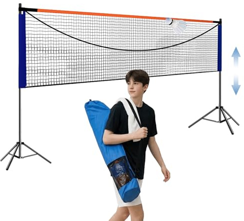 4.1M Badminton Net, Nylon Net, Foldable and Height Adjustable Tripod Stand with Portable Carry Bag, Easy to Assemble or Disassemble, Ideal Sports Net for Tennis, Kids Adults Badminton or Volleyball