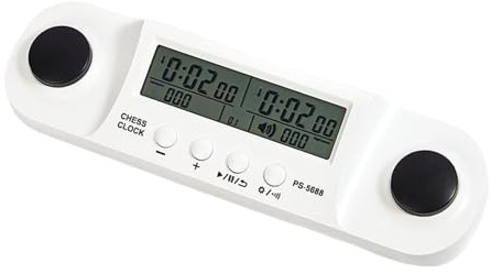 Oshhni Orologio da Scacchi Digitale, Timer da Gioco Portatile, Funzione di Memoria, per tornei, Accessori, Giocatori, Giochi, competizioni, Bianco
