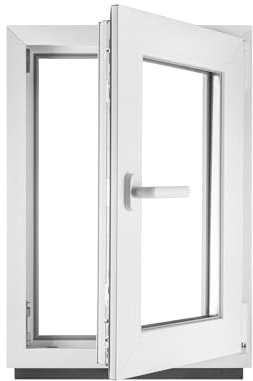 BAUPLAZA Plastfönster B x H 90 x 95 cm vit – svängbar lutning källarfönster DIN höger – 2-vägs glas 32 mm – värmeskydd och ljudisolering – PVC-fönster för hus, källare, garage