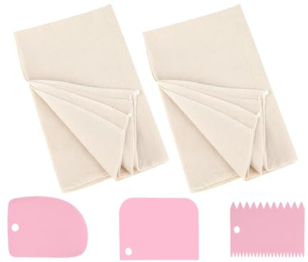 Abiyou Tela de Lino para Masa Pan, 6PCS Fermentación de Pan Tela Lino, 75 x 45CM Fermentacion Pan Enviar Raspador de, para Preparación de la Masa y la Cocción