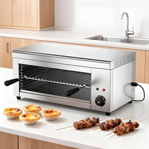 Asador Salamandra De 2000 W, Asador EléCtrico Para Carnes De Acero Inoxidable, Para Encimera, Con Bandeja Recogemigas ExtraíBle, 50 ℃-300 ℃ Para Pizza, Carnes A La Parrilla Y SáNdwiches