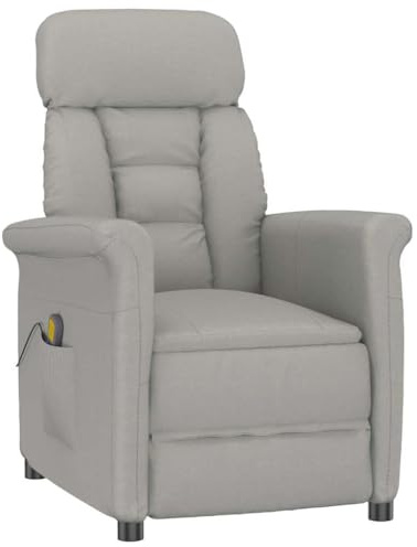 Kaloriko Fauteuil de massage gris clair avec housse en microfibre 96,5 x 70,5 x 95 cm, massage à 6 points, source d'alimentation USB, ergonomique réglable pour salon, bureau et détente