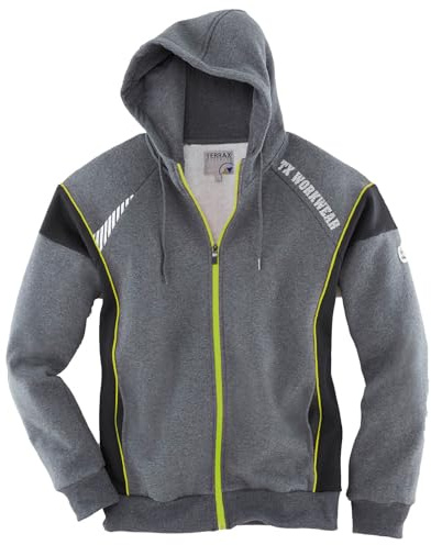 Terrax Herren Sweatjacke MIT ANGESCHNITTENER Kapuze (L, schwarz/Limette)
