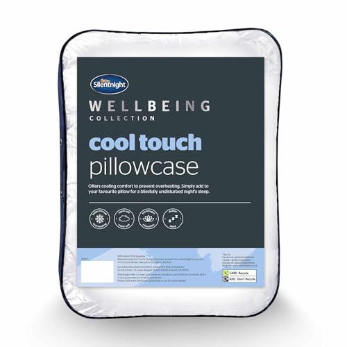 Silentnight Cool Touch Pillowcase - Best Cooling Temperature Control Pillow Cover Case For Hot Flashes Warm Sleepers Stay Cool At Night - Prevent Overheating Long Lasting Pillowcase