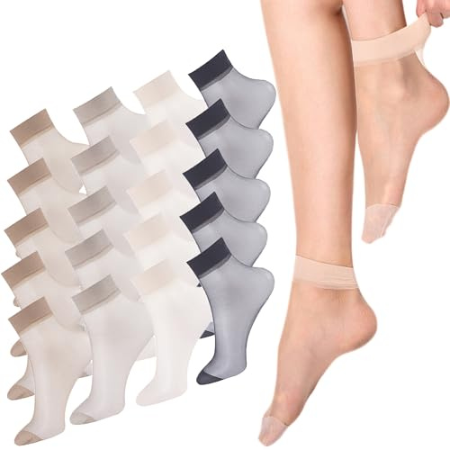 JIAMIAN 20 Paia Calzini Da Donna, Calzini Velati In Nylon Trasparente a Caviglia, Calze Alla Caviglia Trasparenti Calze In Seta Alla Caviglia, Dimensioni Libere