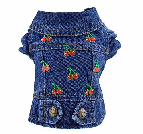 feiling Jeans giacca per cani vintage blu gilet in denim giacca abbigliamento per animali domestici cappotto per cani di piccola taglia media (XS)