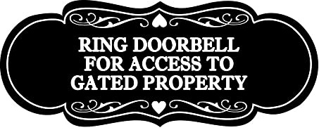 Signs ByLITA Designer Ring Doorbell for Access to Gated Property Sign (Black) - Medium