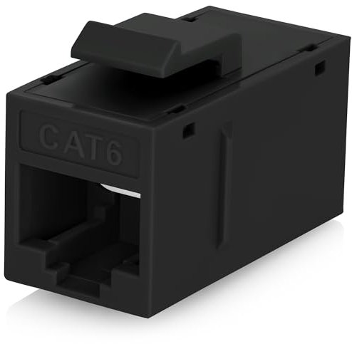 Everest Cat6 RJ45 Keystone Coupler (12-Pack) in Black - RJ45 Coupler - Cat 6 Couplers - Female to Female Cat6 Keystone Jacks - Ethernet Couplers - Ethernet Cable Extender