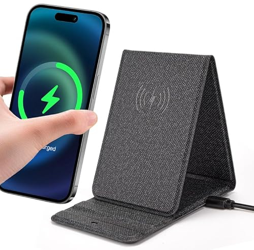 Wireless Charger 15W Induktive Ladestation Tragbarer Telefonhalter Drahtloses Ladegerät Faltbares Schnelle Mini for iPhone 15 14 13 12 11 Pro Max iPhone 8 Plus Samsung Galaxy S23 Note 20 etc.