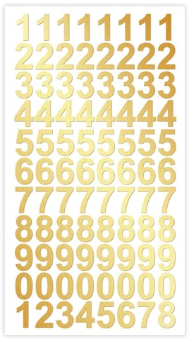 Autocollants numérotés faciles à appliquer de 15 × 10mm en or brillant – 88 chiffres adhésifs de qualité supérieure – Autocollants chiffres et numéros de 0 à 9 – Numero Autocollant Résistant à l'eau