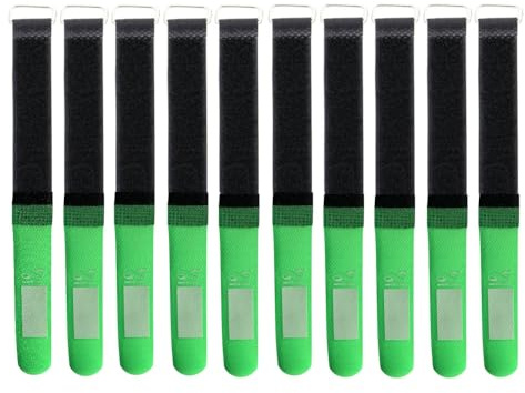 Infitronic PRO Lot de 10 serre-câbles inscriptibles avec œillet en métal sur différents côtés 50 x 500 mm (vert)