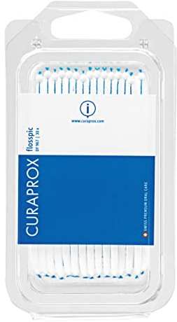Curaprox Flosspic-Fil dentaire et Cure-dent en Un pour le Nettoyage Interdentaire/Design Ergonomique, Paquet de 30 | Conçu en Suisse