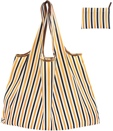 FenFang Bolsa de la Compra Plegable Grande, Bolsa de la Compra Reutilizable, Shopping Bag Tela, Bolsas de Compra Supermercado, Portátil, Estable, Lavable, Resistente, Ecológica (Amarillo)