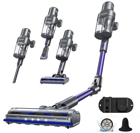 HOPVISION Aspiradora sin Cable de 650W, Potencia de Succión de 45KPA, Autonomía de 70 Minutos, Diseño de Mano y Plegable, Ideal para Pelo de Mascotas, Alfombras, Pisos de Madera y Superficies Dura