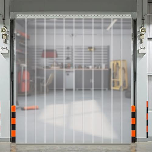 Qussse Dörrgardin, 180 x 210 cm, lamellgardin, PVC, transparent, randig gardin, flugsäkra dörrgardiner, för sovrum, kök, stormarknadspångar, tjocklek 2 mm