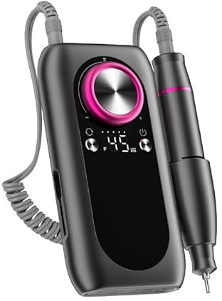 Elektrische Nagelfräser 45000 U/min，Wiederaufladbare Professionelle Elektrische Nagelfeile 4000mAh USB Aufladbare Tragbare Elektrische Nagelfeile mit Nagelbits LCD-Display für Acrylnägel und Gelnägel