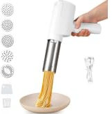 Machine à Pâte Électrique Portable 2000 mAh, Laminoir à Pâtes Fraîches sans Fil avec 5 Moules Amovibles, Appareil Automatique Multifonctionnel Pasta Maker en Acier Inoxydable