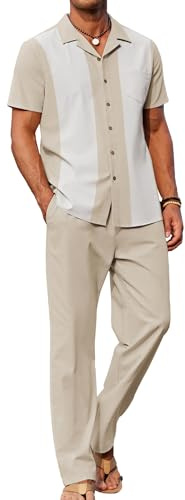 COOFANDY Men's Ilya linen sets beach outfits 2 piece