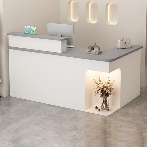 Generico Banco Reception a L per Piccoli spazi | Bancone Moderno per Negozio e postazione Cassa | Elegante bancone per Salone con Design in Piedi | Soluzioni efficienti per banconi Reception