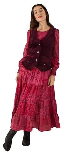 Joe Browns Women's Cord Waistcoat with Frill and Pockets, Regular, Purple, UK 10