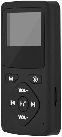 Xixian Bärbar DAB/DAB+ fickradion, MP3-spelare med hörlurar, 1,8-tums LCD-skärm, justerbar standbytid för utomhussport med TF-kortstöd upp till 32 GB, svart