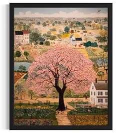 Pear Tree Wall Art Poster Print, Rural Landscape, Heritage Artwork Fruits Plants Decor Travel Poster for Living Room and Bathroom 252 (Pear Tree, 24L x 18W, Black Frame)