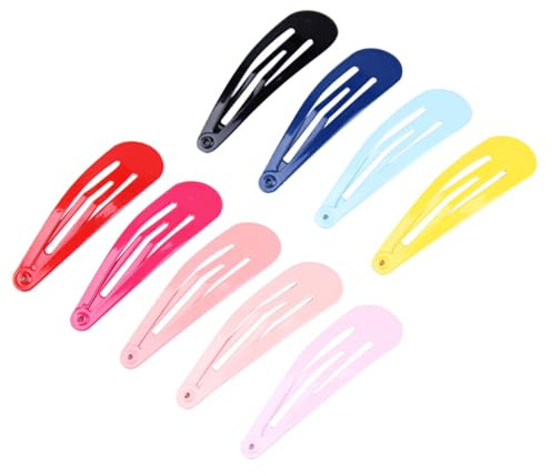 TOGEVAL 100pcs Metal Hair Snap Clips Waterdrop Shape Multi-color Lacquer Coated Barrettes Hair Accessories