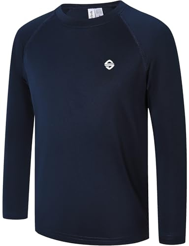 Ewbob Kids UPF 50+ Long Sleeve Rash Guard Quick Dry Tops Navy 13-14Y
