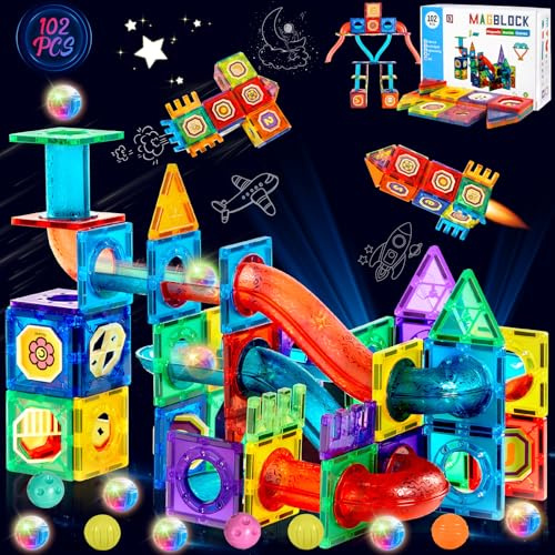 JUQG 102 Pcs Giocattoli Magnetici da Costruzione con Tubi, 3D Giocattoli da Costruzione Magnetici, Giocattoli educativi da costruzione Bambini Adatto per Ragazzi e Ragazze 3+