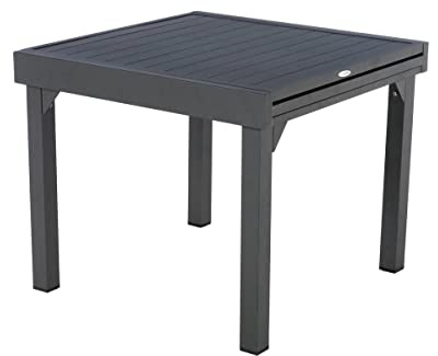 Hespéride - Table de Jardin Extensible Piazza Gris Graphite - 8 Places - Aluminium Antirouille - Meuble d'Extérieur à Rallonge Coulissante