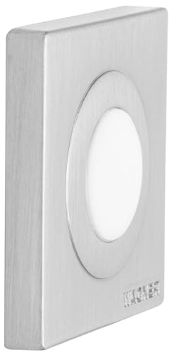 WAGNER design väggdörrstoppare skruv eller lim/skruvar eller lim – 30 x 30 x 9 mm, borstad metall, rostfritt stålloptik, puffer termoplastiskt gummi, vit, designpris – 15515611