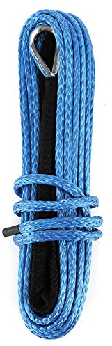 Corde de treuil, Corde de treuil Câble de 15 m 7700lbs Sangle de remorquage de récupération de remorque en Nylon Câble de Ligne de treuil pour Coffre SUV ATV UTV (Bleu/Gris)(Un