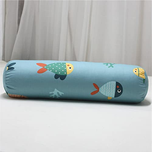 EN AyuL Runder geformter Nackenrolle, nur Bezug, 100 % Baumwolle, weich, atmungsaktiv, zylindrischer Kissenbezug, waschbar (10 x 40 cm, R)