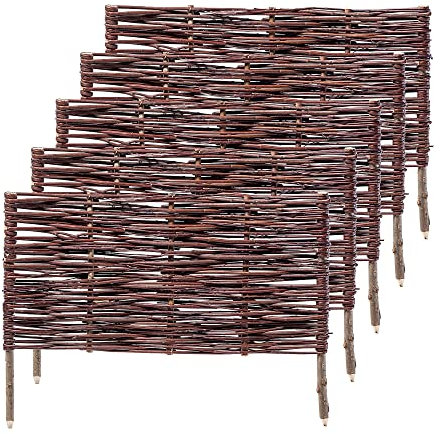 KADAX Palissades en Osier Naturel pour Jardin, Clôtures Décoratives pour Délimiter, Orner et Sublimer Votre Espace Exterieur (60 x 40 cm, Lot de 5)