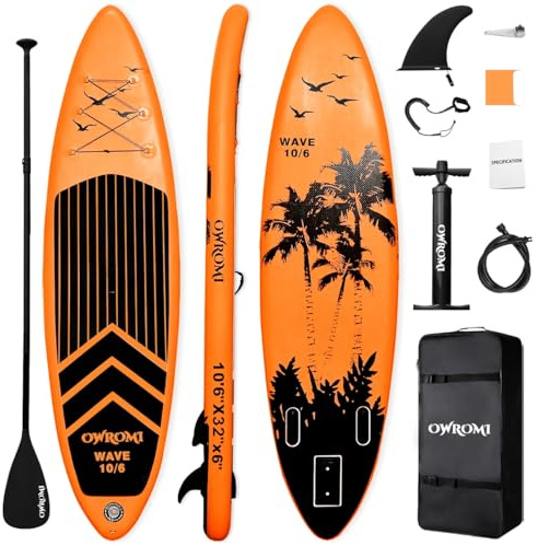 SUP Inflatable Stand Up Paddle Board 10'6 Ultra-Light Thick Paddleboard for All Skill Levels ISUP Paddle Board with Accessories, 10/6 Inflatable Paddle Boards for Adults & Youth