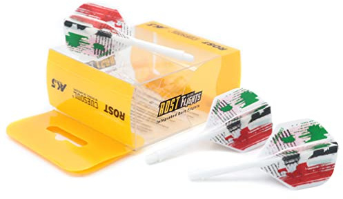 CUESOUL Rost Eje de dardo Integrado y Plumas Medianas, Forma estándar con patrón Exquisito, Juego de 3 Piezas