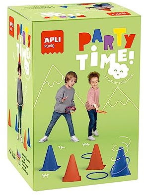 APLI Kids 19563 - Juego Lanzamiento de Anillas con 6 Conos, Ideal para Jugar al Aire Libre y para Fiestas de cumpleaños